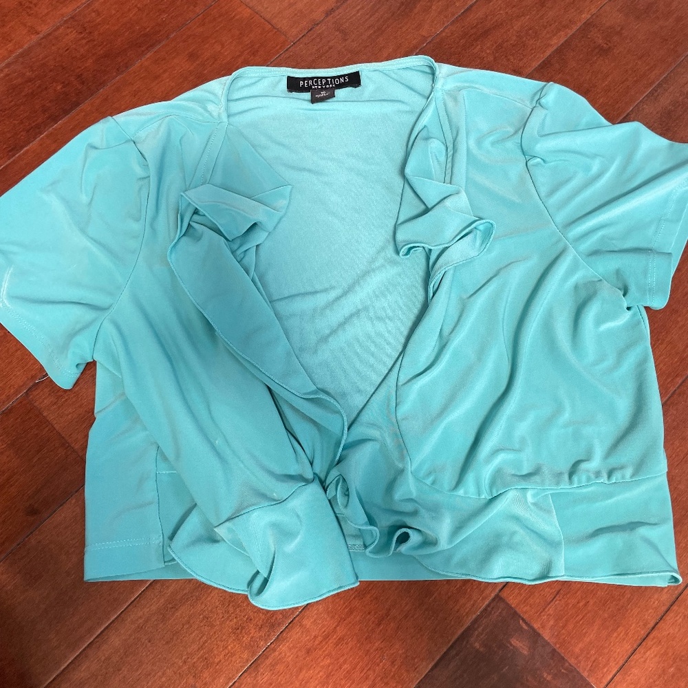 Perceptions NY Blue Short Cardigan, size 10
